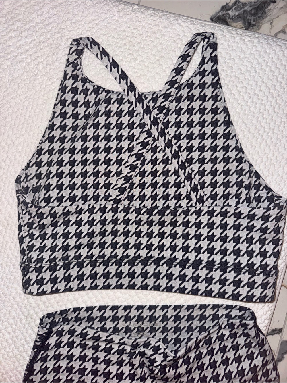 RARE Carbon38 Houndstooth Crop Tank & Leggings Set - Black & White Size Small - Picture 6 of 6